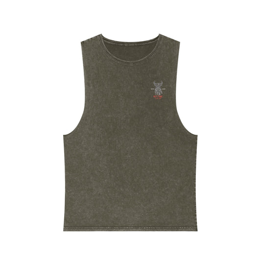 Stonewash Workout Tank Top - Ox Logo Design